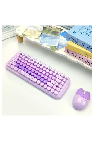 Mofıı Candy Kablosuz Klavye Mouse Seti 2.4g Yuvarlak Tuşlu Kompakt Renkli Set Optik