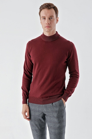 Morven Erkek Koyu Bordo Basic Yarım Balıkçı Yaka Dynamic Fit Rahat Kesim Triko 25kc017002752 Koyu Bordo