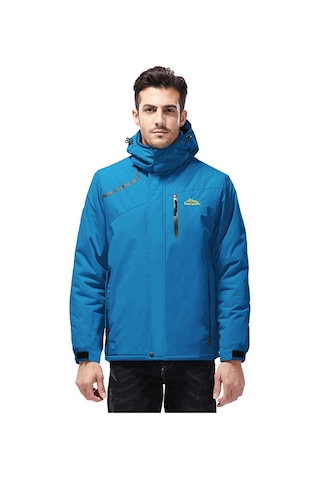 Erkek Outdoor Çift Mont Peluş Ve Kalınlaştırılmış Mavi Mavi