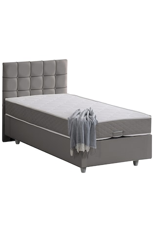 Tavira Tek Kişilik Baza Başlık Letto Yatak Seti - Gri 100 x 200