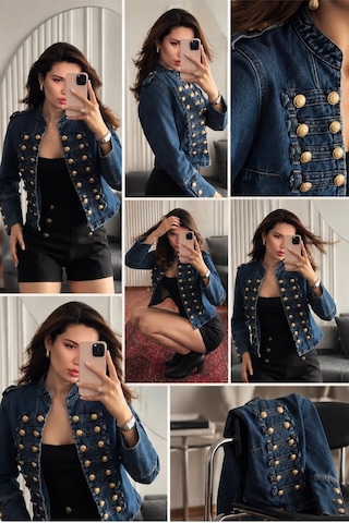 Zdnjeans Gold Düğme Detaylı Denim Ceket Mavi