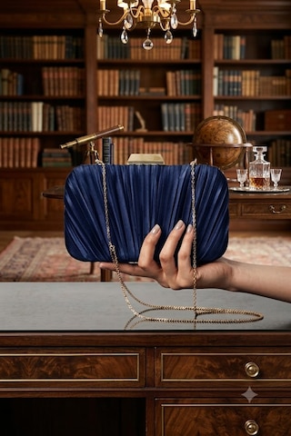 Zeyymoda Lacivert Pilse Desenli Abiye Çanta Pile Desen Abiye Çanta Ve Clutch Portföy El Gece Düğün Nişan Abiye Çantası