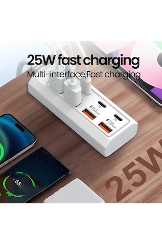 Tongxida 8 Adet Bir Arada Usb Şarj Soketi Pd25w Usb-c Şarj Aleti Çoklu Cihaz Şarj Güç 8a+8c