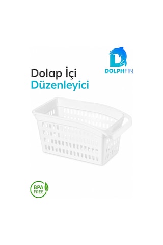 Dolap İçi Düzenleyici Sepet 33x17x15 Cm Saplı Çok Amaçlı Mutfak Banyo Organizeri Beyaz