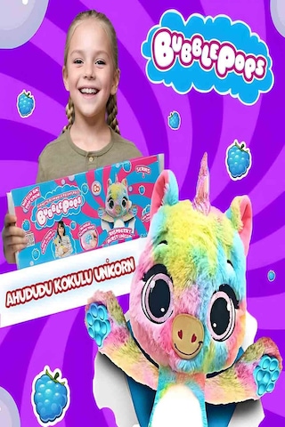 Bubble Pops Raspberry Burst Unicorn: Kokusuyla Büyüleyen Şişme Peluş Unicorn