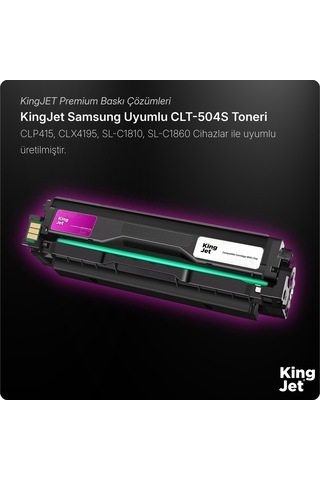 Kingjet Samsung Uyumlu Clt-m504s Standart Kapasiteli Kırmızı Magenta Çipli Uyumlu Toner Clp-415nw