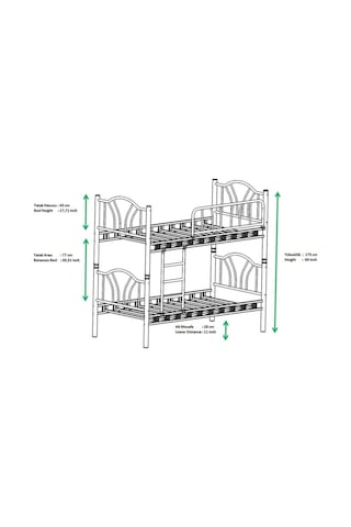 Teknor Bella 90x190 Yatak Ölçülü Genç Çocuk Odası Metal Ranza
