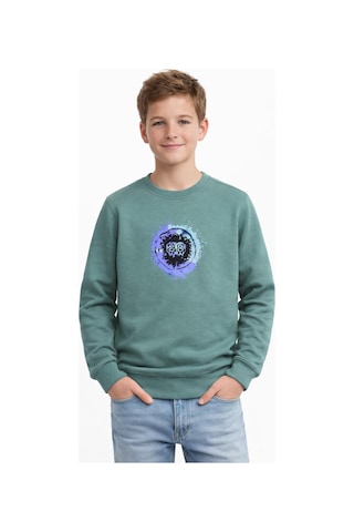 Baglan Erkek Çocuk Ön Arka Baskılı Sweatshirt Bgl-st05230 Açık Yeşil