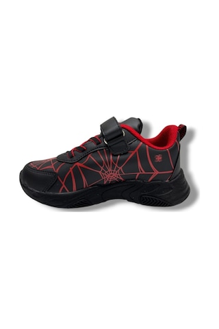 Cakgo 836-26 Deri Spiderman Baskılı Cırtlı Erkek Çocuk Sneaker Siyah Kırmızı 31-35 Siyah