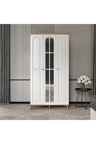 Bohem 3 Kapaklı Aynalı Komple Mdf Gardırop - Elbise Dolabı