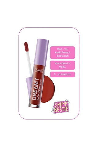 Callista Dreamy Matte Cream Lipgloss Mat Görünümlü Dudak Parlatıcısı - 205 Big Ego - Kahverengi