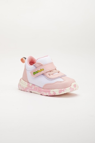 Şirin Bebe Şirinbebe Ortopedik Kız Bebek İlk Adım Spor Ayakkabı Pembe Cırtlı Anorak Malzeme-3710 Pembe