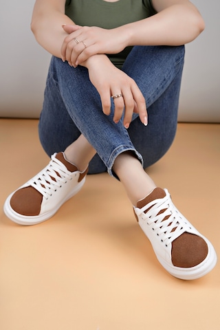 Luis A Costa Lc109 Beyaz Taba Süet Kadın Sneaker Renkli