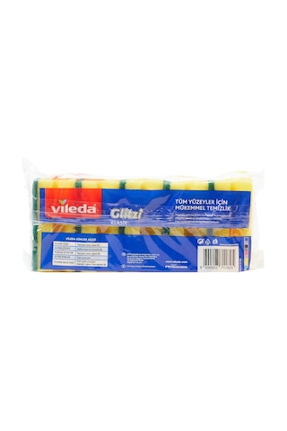 Vileda 141125 Oluklu Hijyenik Bulaşık Süngeri, Tırnak Koruyuculu, 5'li Ekonomik Paket, Yeşil 3lü Paket