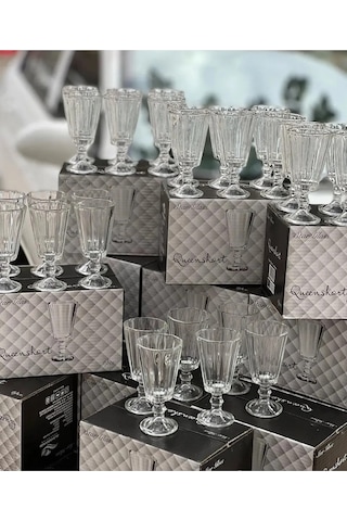 6 Lı Flüt Kahve Yanı Su Bardağı Kadeh Kupa Bardak 75ml