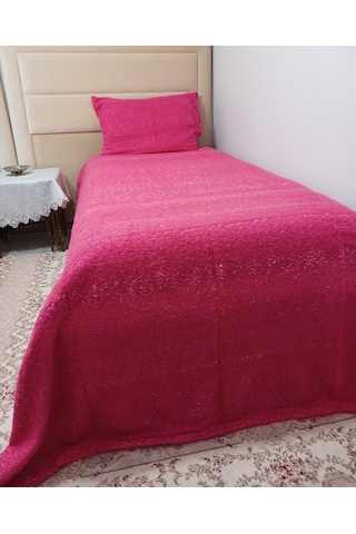 Tavşan Tüyü El Dokuma Yumuşak Dokulu Tek Kişilik Yatak Örtüsü 160x240 -pembe Pembe