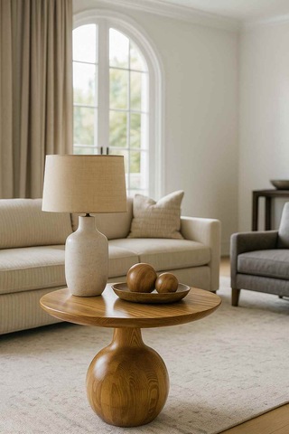 Ahşap Renkli Ahşap Orta Sehpa Rustik Ve Modern Mantar Tasarım Meşe