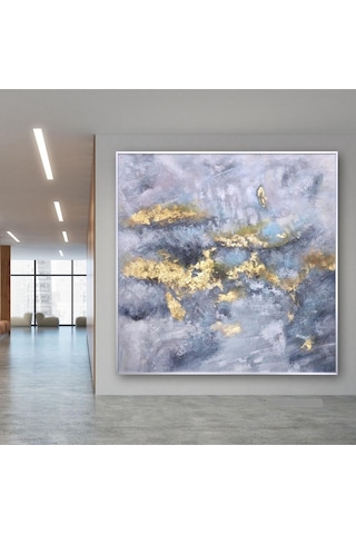 Dokulu Büyük Boy El Yapımı Yağlı Boya Tablo 123x125cm
