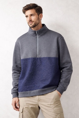 Yarım Fermuarlı Kaynakçı Sweatshirt Uzun Kollu, Dayanıklı, Sıcak Tutan İş Kıyafeti Lacivert
