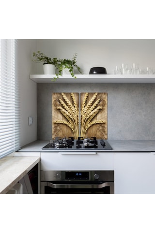 Saban Başak 2 Desenli Cam Kesim Tablası ve Ocak Koruyucu 2' Li 30 x 52 CM