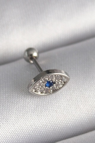 316l Çelik Gümüş Renk Zirkon Taşlı Göz Tragus Piercing Diğer