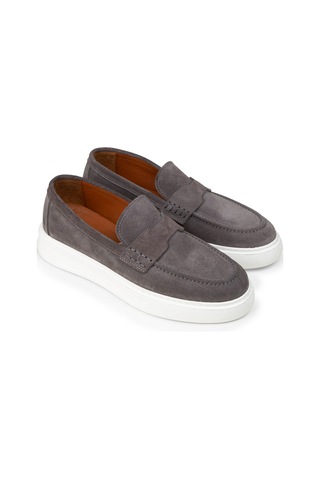 Deery Erkek Hakiki Süet Gri Loafer Ayakkabı - 02043mgrıp01 Gri