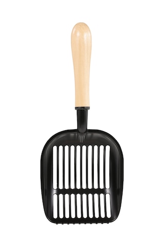 Geekyou Alüminyum Kedi Kumu Kaşığı, Ahşap Saplı, Kaplı, Dikey Çizgili, 5mm Ağızlı, Kuru-nemli Kumu Filtre Edebilir, Evcil Hayvan Tuvaleti Temizliği