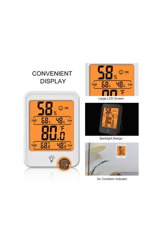 Youtek Beyaz Lcd Ekranlı İç Mekan Nem Ve Sıcaklık Ölçer - Masaüstü, Duvar Ve Mıknatıslı Montaj Seçenekleri İle 24 Saatli Kayıt Pil Dahil Değil