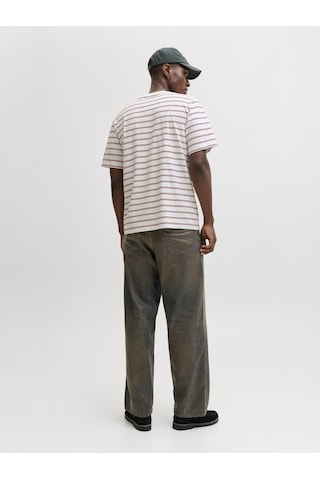 Jack & Jones Erkek Çizgili Nakis Islemeli Tisört - Norrebro - 12291021 Cabernet