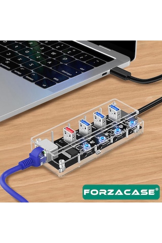Type-c To 4 Port Usb Çoğaltıcı 1 Port Ethernet Hub Adaptör Fc829
