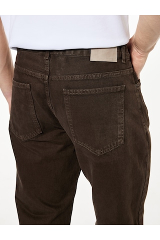 Koton Pamuklu Normal Bel Cepli Vintage Straight Fit Jean Pantolon Kahverengi 7wam40059nd Kahve