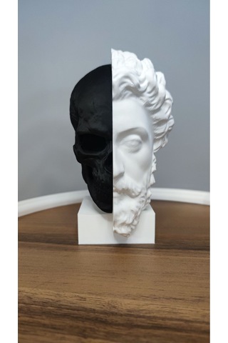 Memento Mori-öleceğini Hatırla Dekoratif Hediyelik Biblo 17 Cm Plastik Siyah Beyaz