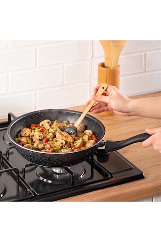 579.0111 Granit Wok Tava 26cm Siyah Çok Renkli