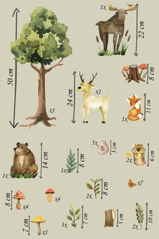 Orman Temalı Çocuk Odası Sticker Seti