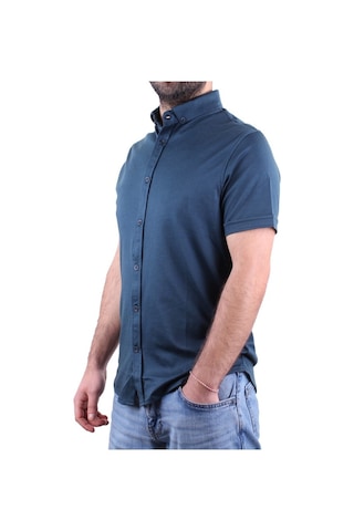 Twister Jeans Twister 1853 Petrol Kısa Kol Günlük Pamuklu Erkek Gömlek Petrol