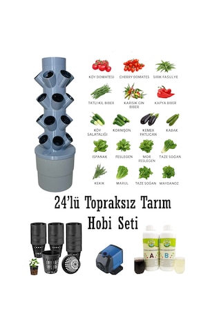 Topraksız Tarım Hobi Seti 24'lü Kule - Gri