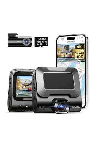 Lingdu Lndu V820 4k Araç Kamerası Sony Starvis 2 4k + Fhd Çift Sony Kamera Gps Opsiyonel 4g Uzaktan Izleme Adas 3 Ekran