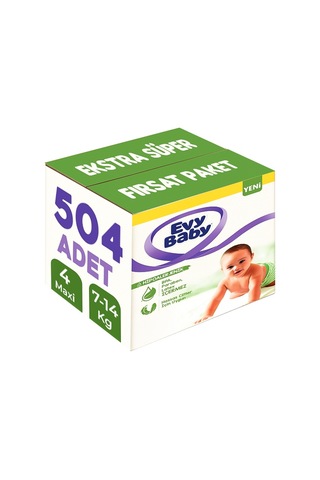 Evy Baby Bebek Bezi Beden:4 7-14kg Maxi 504 Adet Ekstra Süper Fırsat 6'lı