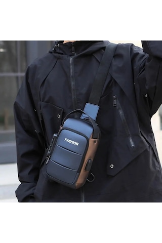 Hafif Erkek Rahat Göğüs Çantası Taşınabilir Minimalist Hırsızlık Karşıtı Şifre Blue Gold Altın