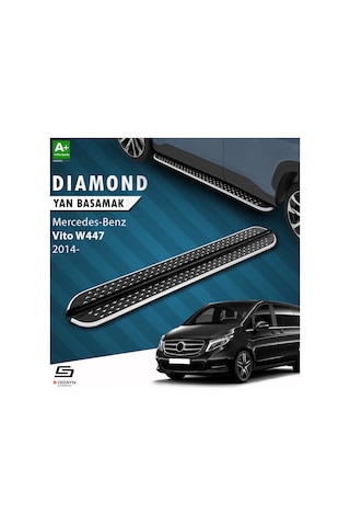 S-dizayn Mercedes Vito W447 Uzun Şase Diamond Krom Yan Basamak 253 Cm 2014 Üzeri A+ Kalite