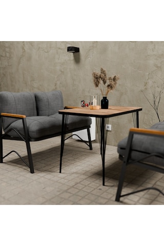 Mb Garden Furnıture Simetri Model, Balkon, Mutfak, Bahçe,cafe,metal Koltuk Takımı,bahçe Takımı,çay Seti, 2+2 Takım+masa Orta Gri