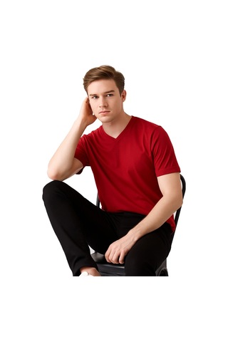 Safe Work V Yaka Kısa Kol İş Tişörtü Rahat, Nefes Alabilir Ve Çok Renk Seçeneği Bordo