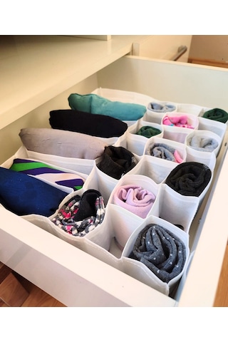 31 Gözlü Çekmece İçi Petek Organizer & Düzenleyici Çorap Çamaşır Beyaz
