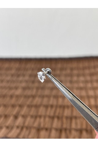 316 L Cerrahi Çelik Baget Taşlı Dudak Helix Tragus Kıkırdak Piercingi Gümüş
