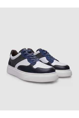 %100 Hakiki Deri Gri Bağcıklı Erkek Sneaker-gri Gri