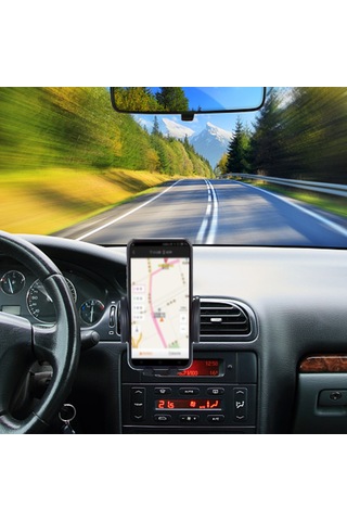 Singree 360 Dönebilen Araç İçi Telefon Tutucu - Hızlı Açma, 4-6 İnç Telefonlar İçin, Güvenli Ve Sağlam Siyah