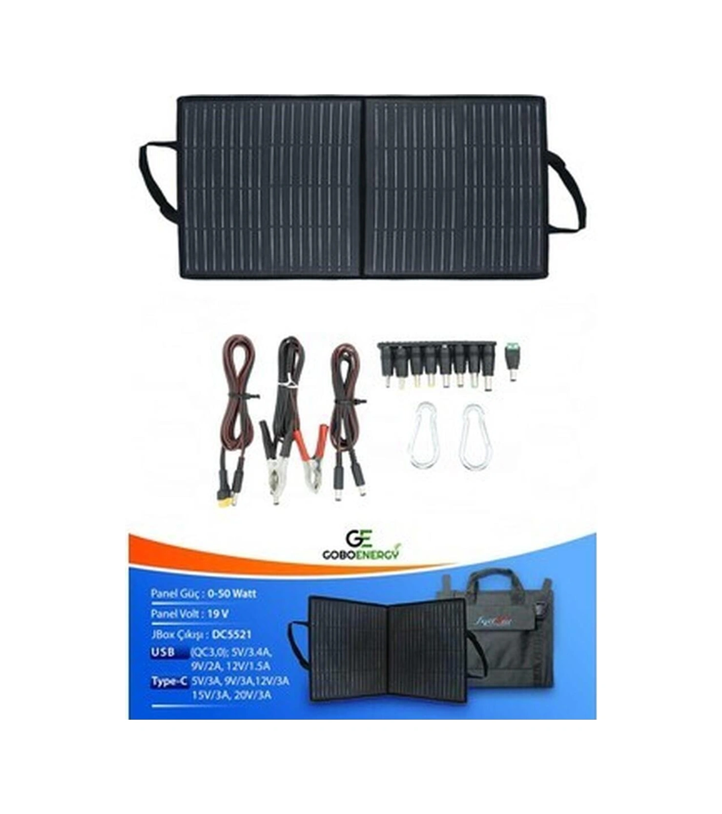 Goboenergy 50w Katlanabilir Çanta Tipi Solar Güneş Panel Seti