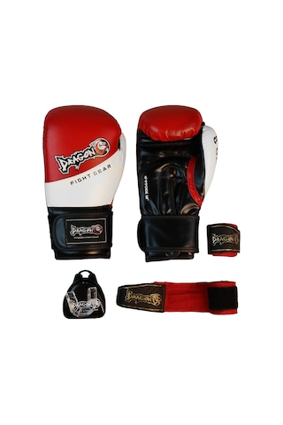 Dragondo 33044-p Jr Çocuk Boks Eldiveni Seti Eldiven+bandaj+dişlik Kırmızı