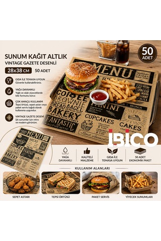 50pcs Sunum Kağıt Altlık 28x38cm Çok Renkli
