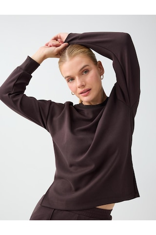 Jimmy Key Acı Kahve Rahat Kesim Bisiklet Yaka Modal Sweatshirt 6ww238605803 Kahverengi